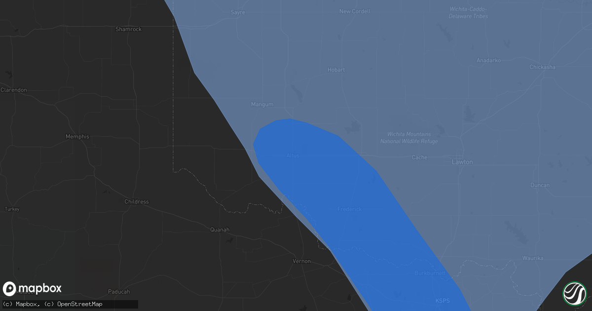 Hail map in Altus, OK on July 8, 2023