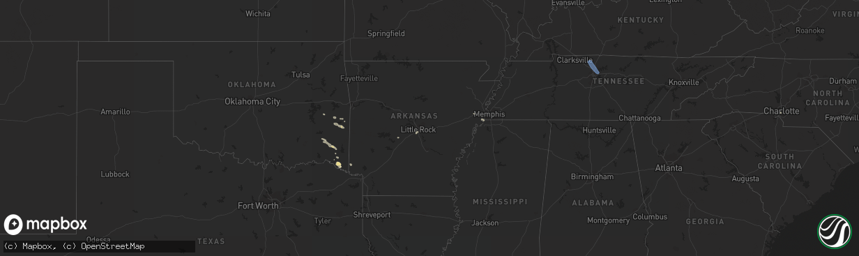 Hail map in Arkansas on July 8, 2023