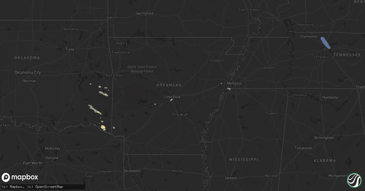 Hail map in Arkansas on July 8, 2023