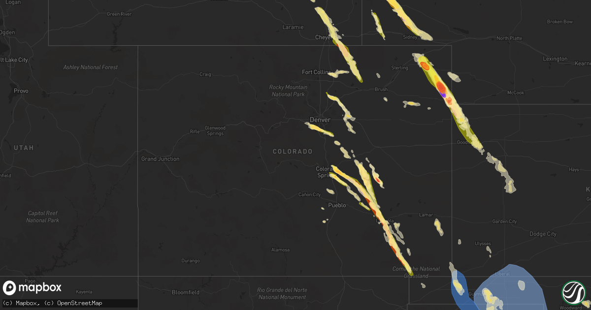 Hail map in Colorado on July 8, 2023