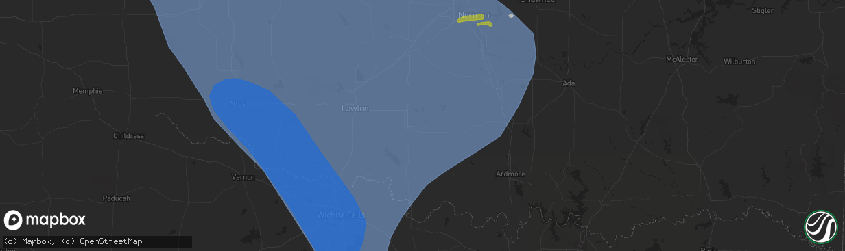 Hail map in Duncan, OK on July 8, 2023