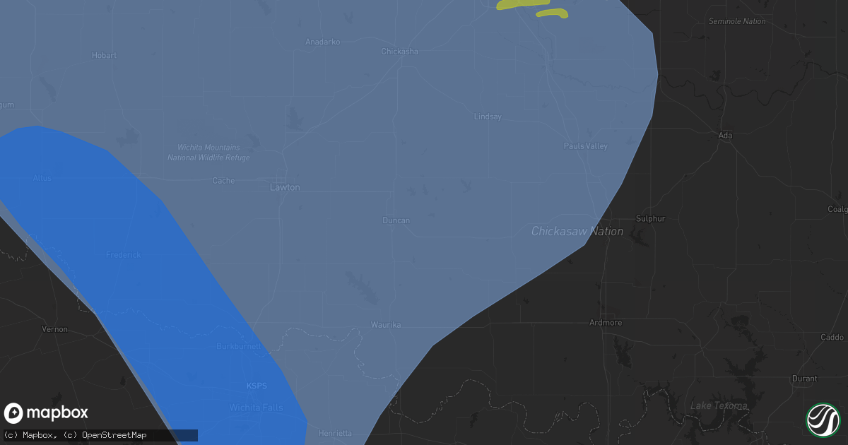 Hail map in Duncan, OK on July 8, 2023
