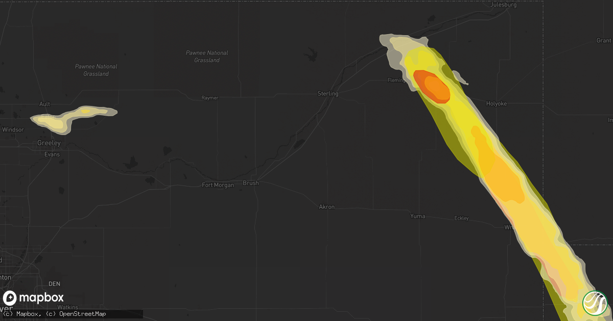 Hail map in Eaton, CO on July 8, 2023