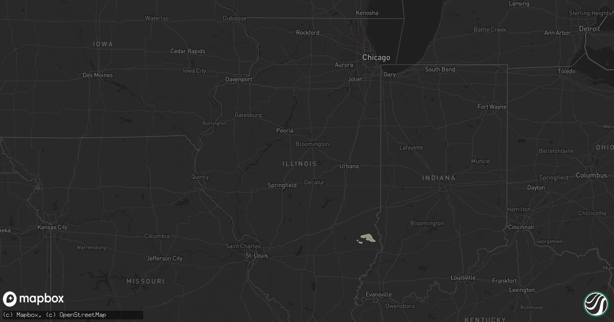 Hail map in Illinois on July 8, 2023