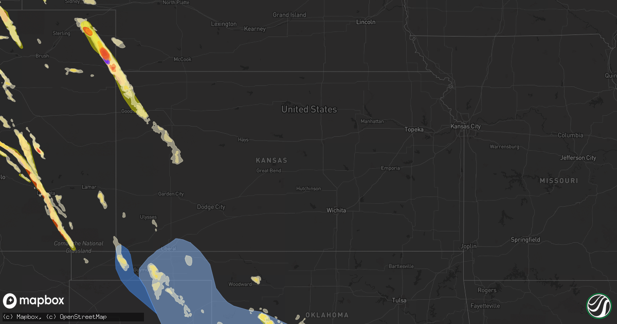 Hail map in Kansas on July 8, 2023