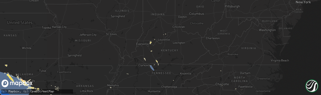 Hail map in Kentucky on July 8, 2023