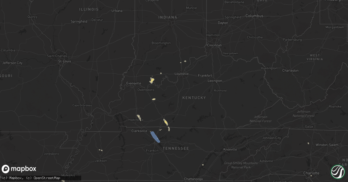 Hail map in Kentucky on July 8, 2023