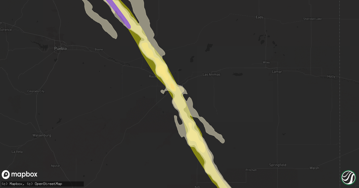 Hail map in La Junta, CO on July 8, 2023