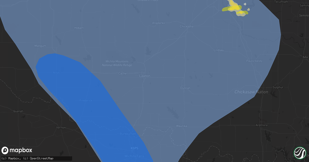 Hail map in Lawton, OK on July 8, 2023