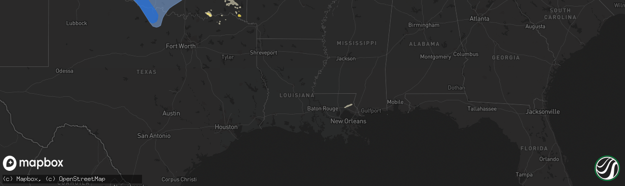 Hail map in Louisiana on July 8, 2023