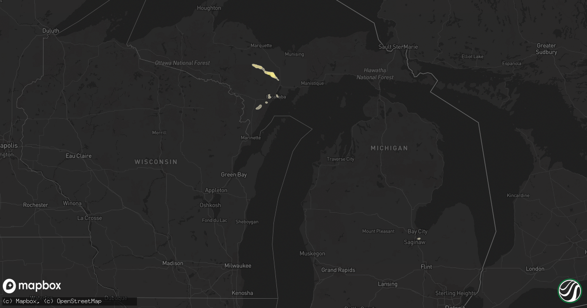 Hail map in Michigan on July 8, 2023