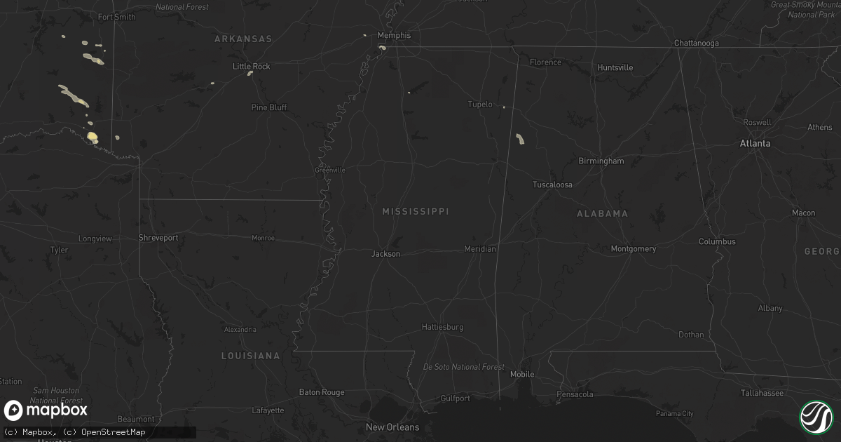Hail map in Mississippi on July 8, 2023