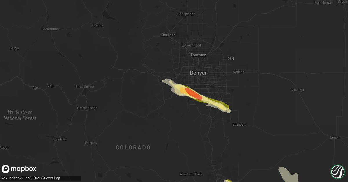 Hail map in Morrison, CO on July 8, 2023