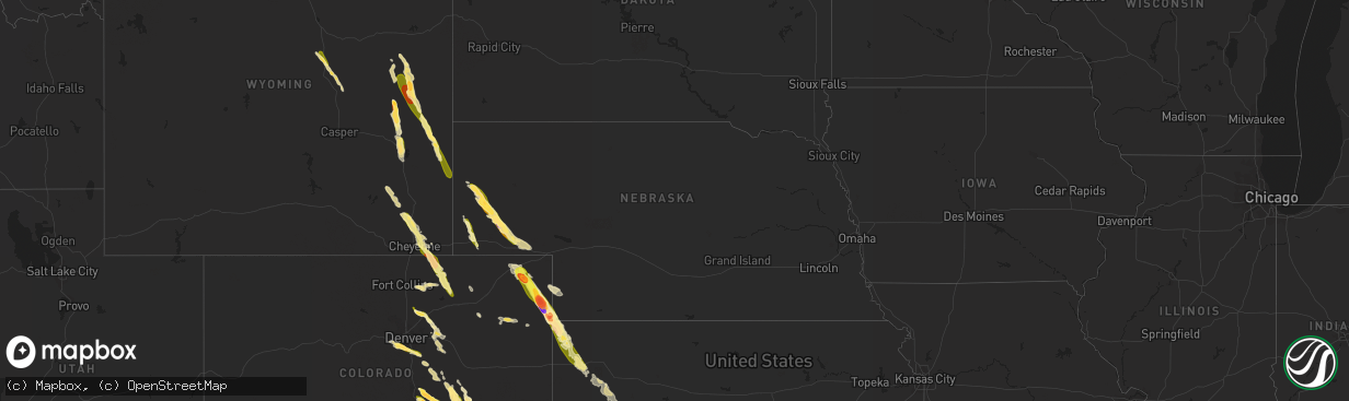Hail map in Nebraska on July 8, 2023