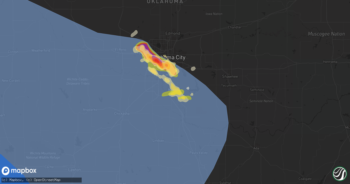 Hail map in Norman, OK on July 8, 2023