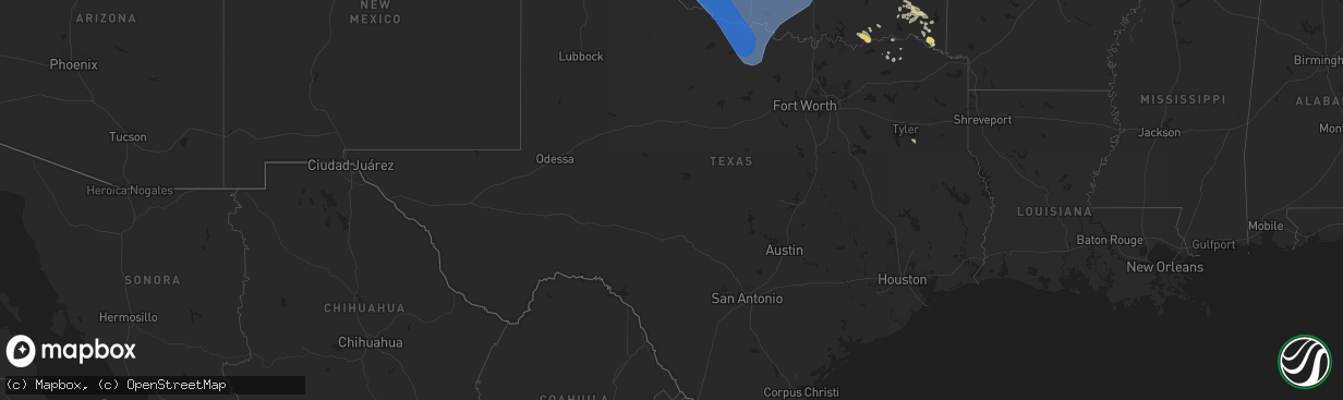 Hail map in Texas on July 8, 2023