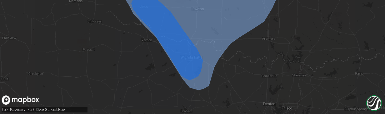 Hail map in Wichita Falls, TX on July 8, 2023