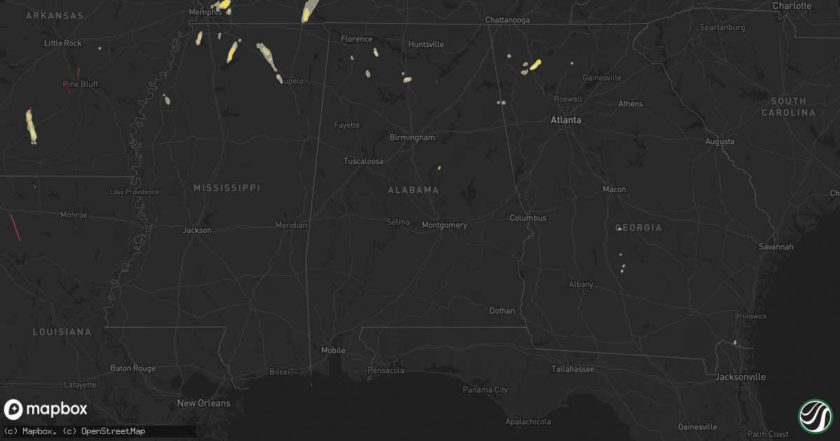 Hail map in Alabama on July 8, 2024