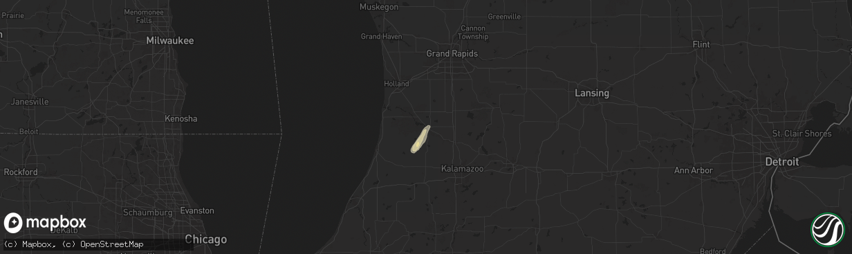 Hail map in Allegan, MI on July 8, 2024