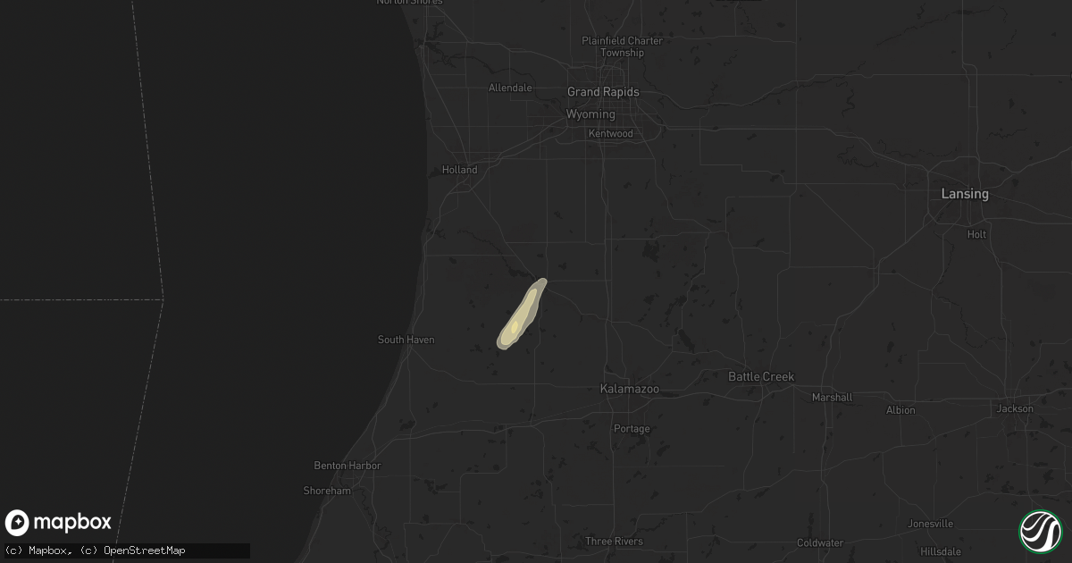 Hail map in Allegan, MI on July 8, 2024