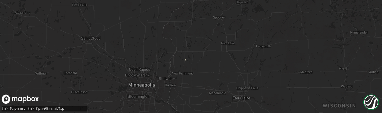 Hail map in Amery, WI on July 8, 2024