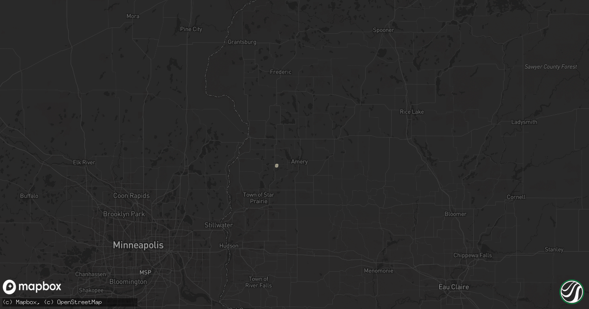 Hail map in Amery, WI on July 8, 2024