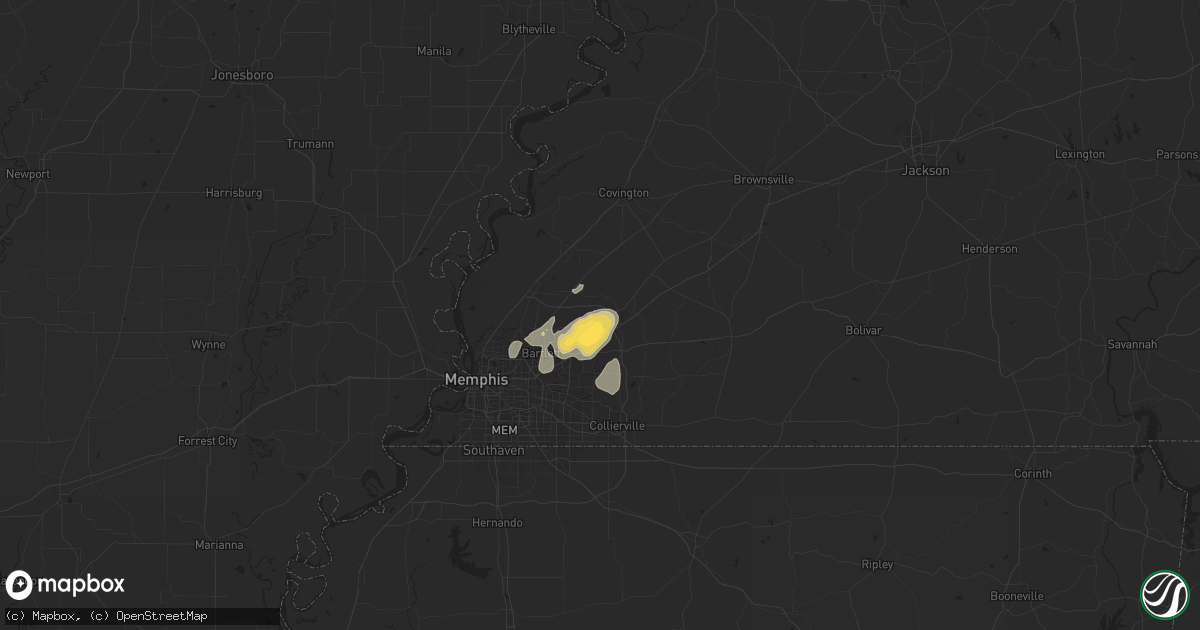 Hail map in Arlington, TN on July 8, 2024