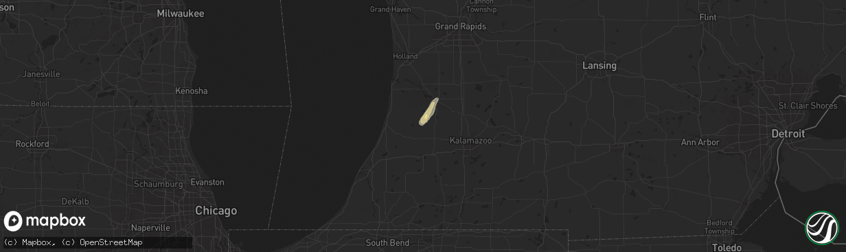 Hail map in Bloomingdale, MI on July 8, 2024