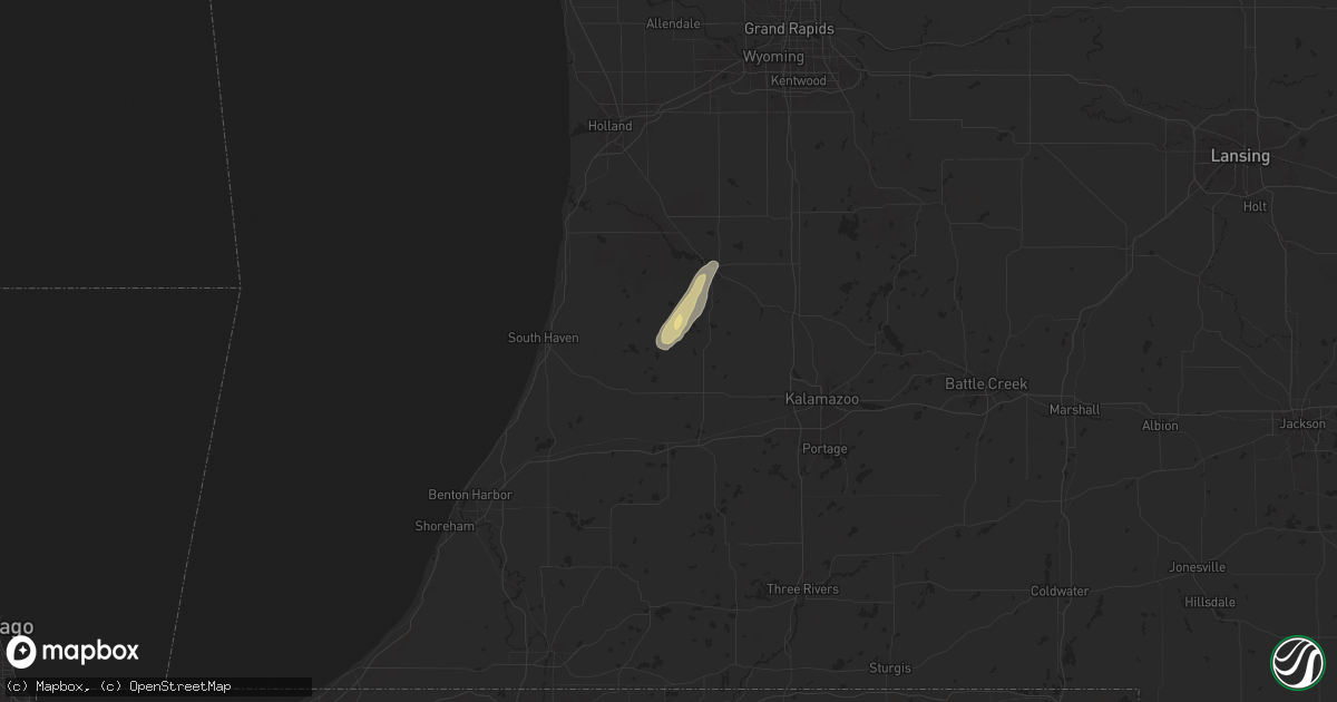 Hail map in Bloomingdale, MI on July 8, 2024