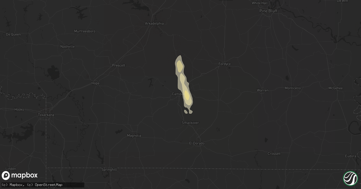 Hail map in Camden, AR on July 8, 2024