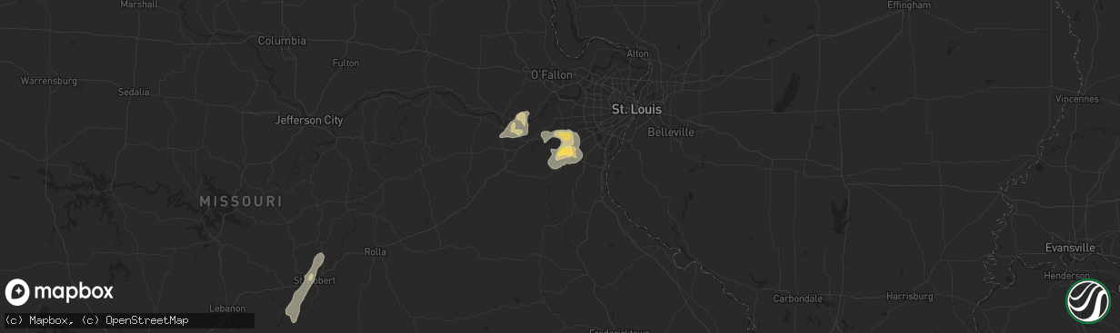 Hail map in Cedar Hill, MO on July 8, 2024