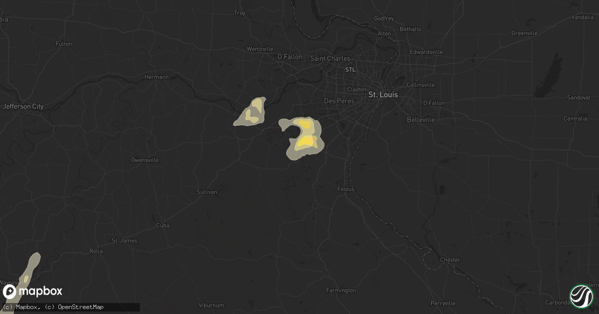 Hail map in Cedar Hill, MO on July 8, 2024