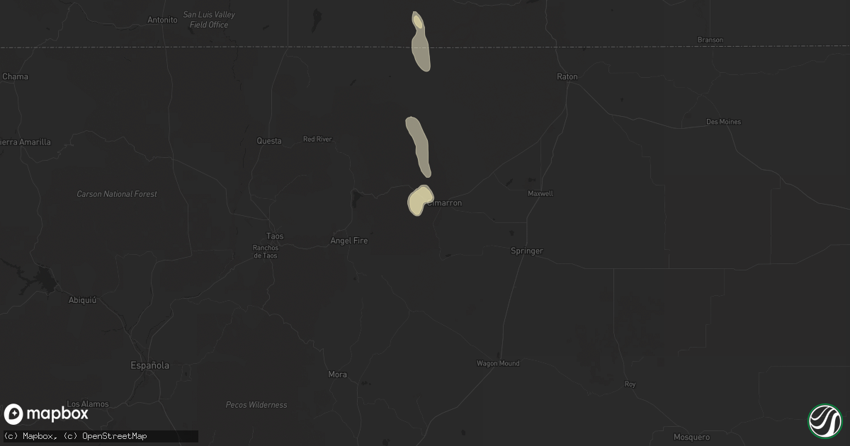 Hail map in Cimarron, NM on July 8, 2024