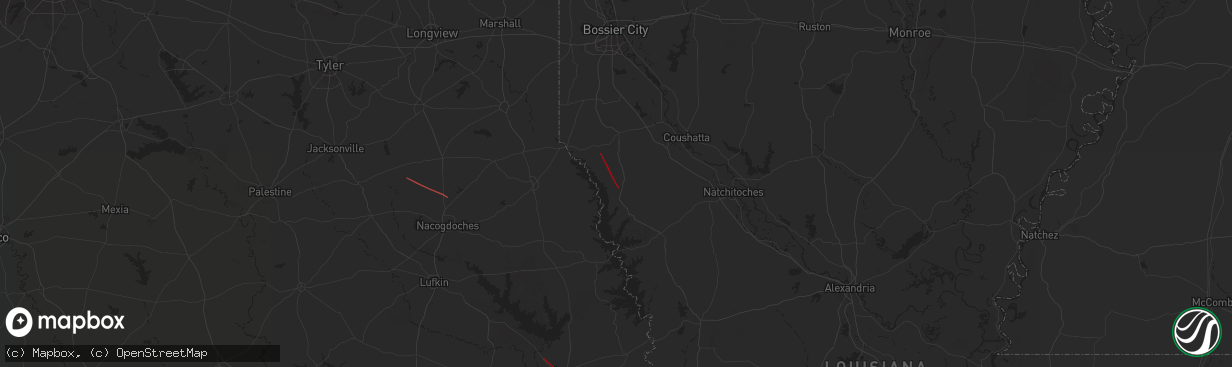 Hail map in Converse, LA on July 8, 2024