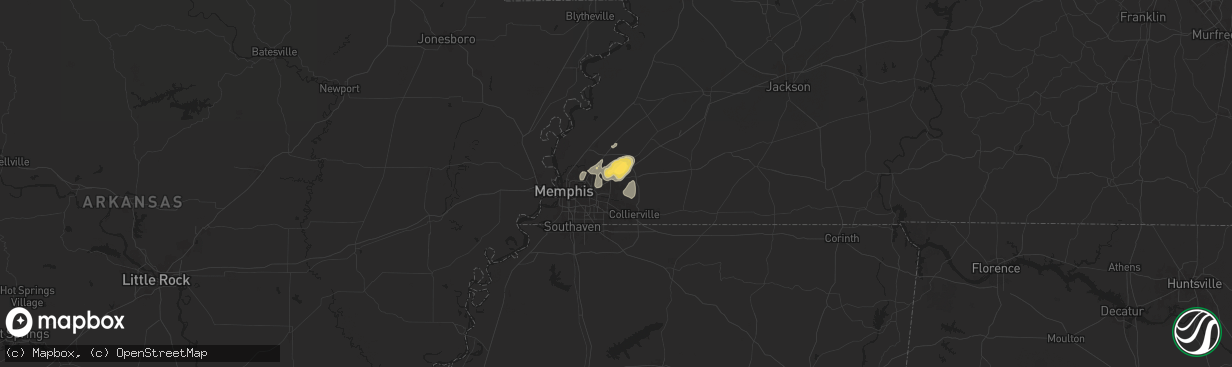 Hail map in Cordova, TN on July 8, 2024