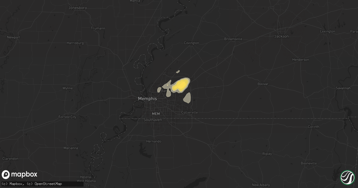 Hail map in Cordova, TN on July 8, 2024
