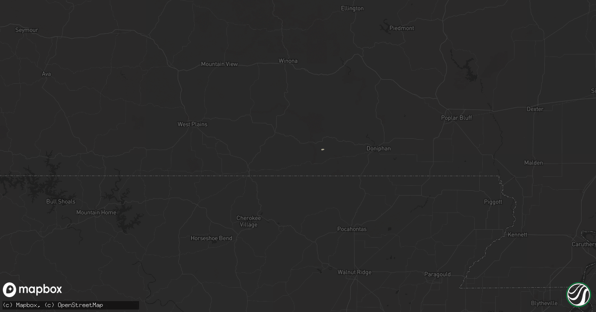 Hail map in Couch, MO on July 8, 2024