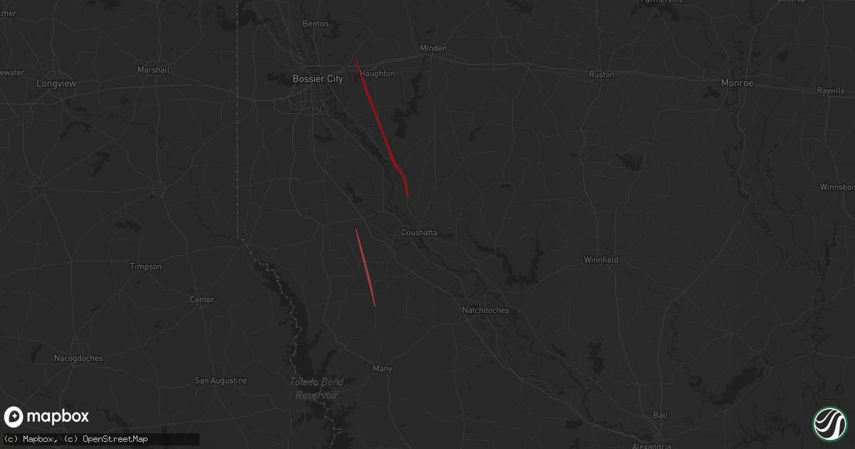 Hail map in Coushatta, LA on July 8, 2024
