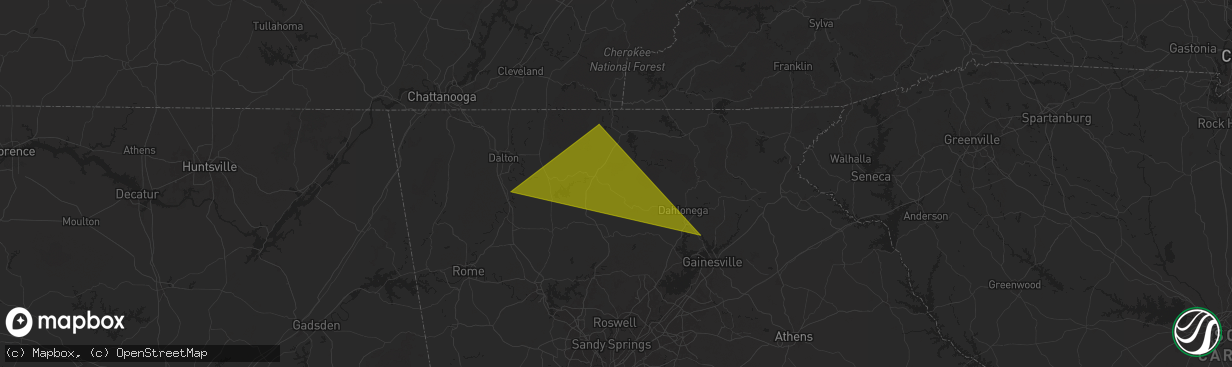 Hail map in Ellijay, GA on July 8, 2024