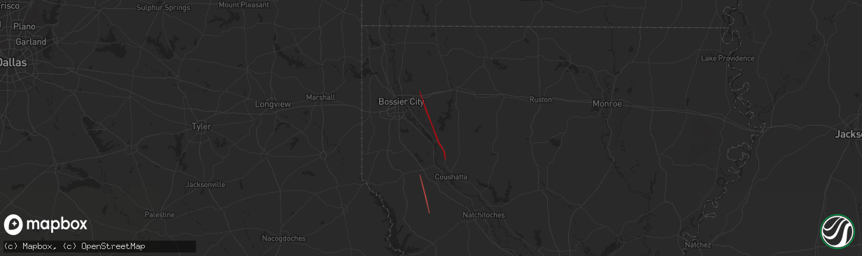 Hail map in Elm Grove, LA on July 8, 2024