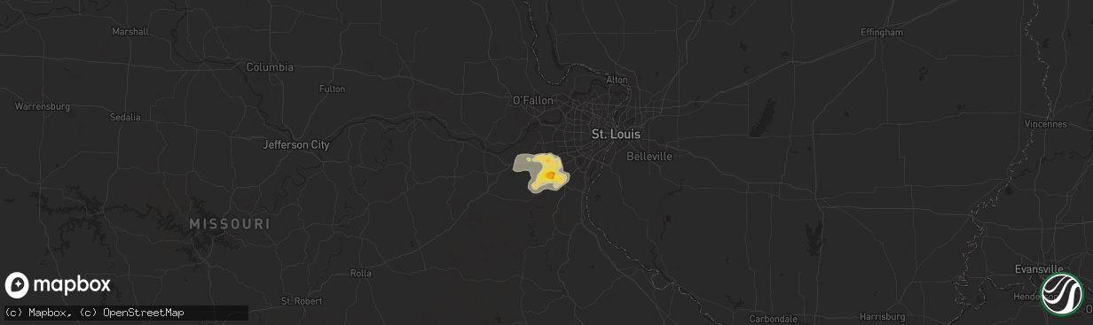 Hail map in Eureka, MO on July 8, 2024