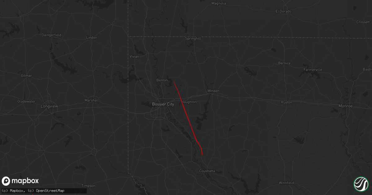 Hail map in Haughton, LA on July 8, 2024