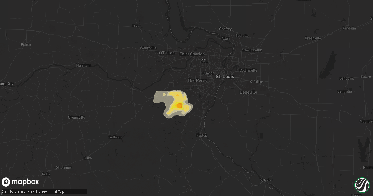 Hail map in High Ridge, MO on July 8, 2024