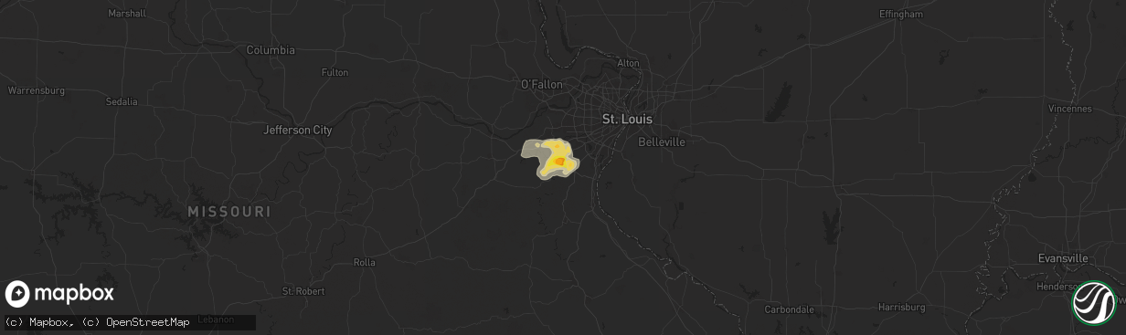 Hail map in House Springs, MO on July 8, 2024