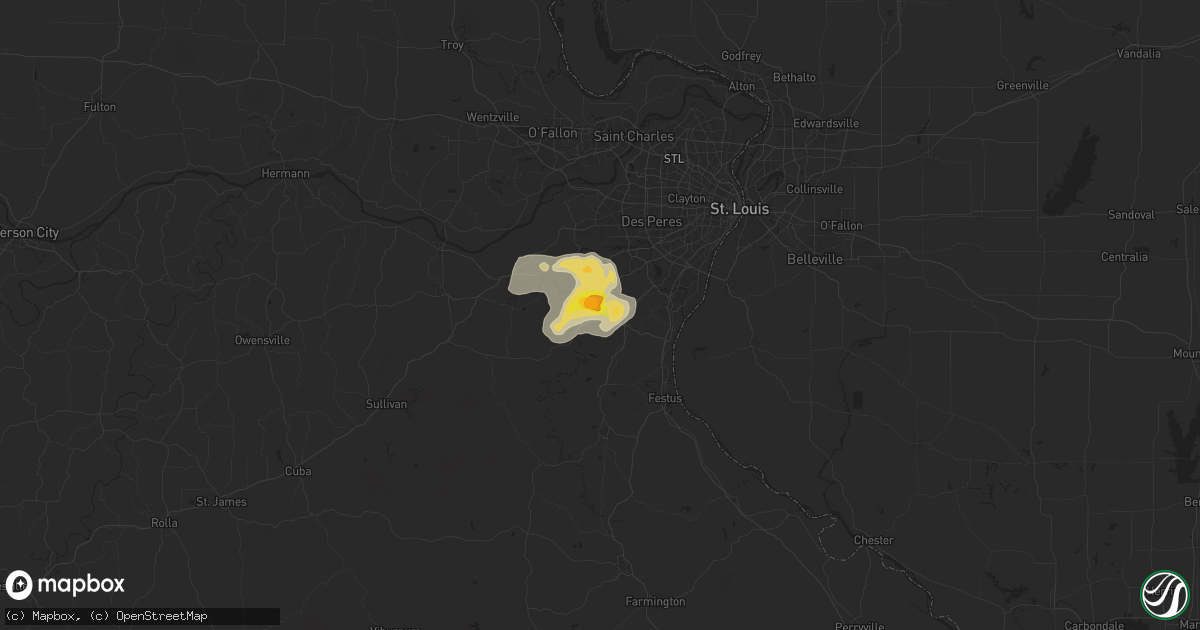 Hail map in House Springs, MO on July 8, 2024