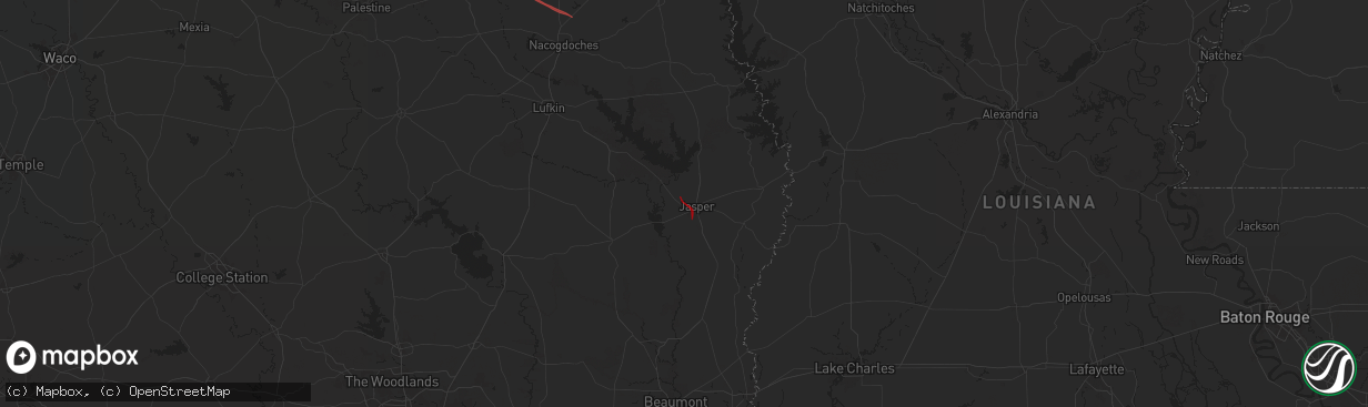 Hail map in Jasper, TX on July 8, 2024