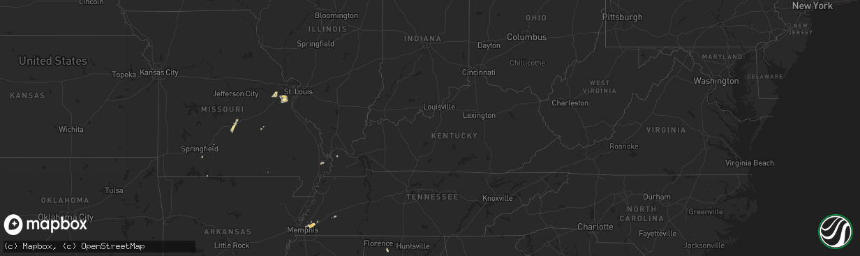 Hail map in Kentucky on July 8, 2024