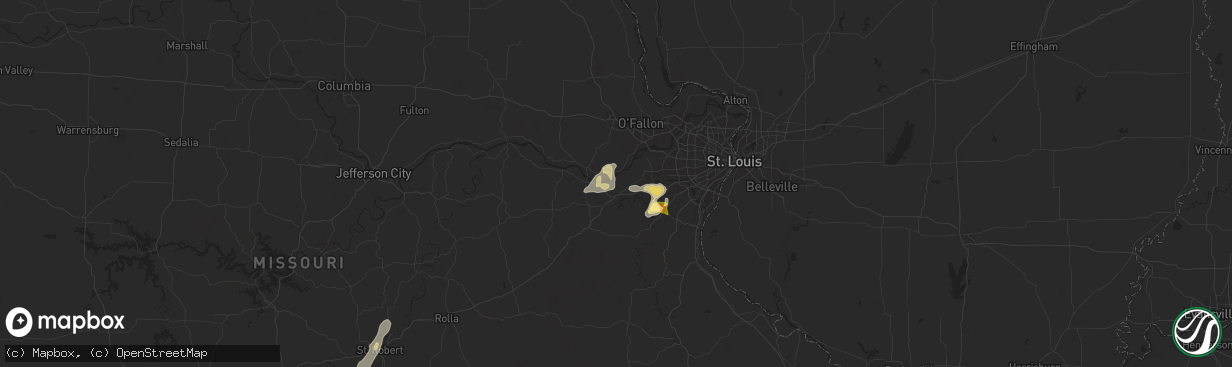 Hail map in Labadie, MO on July 8, 2024