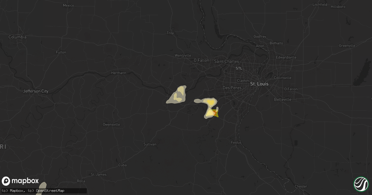 Hail map in Labadie, MO on July 8, 2024