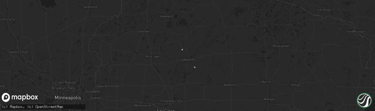 Hail map in Ladysmith, WI on July 8, 2024